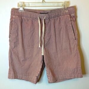 Men's Striped Deck Shorts - Red and White